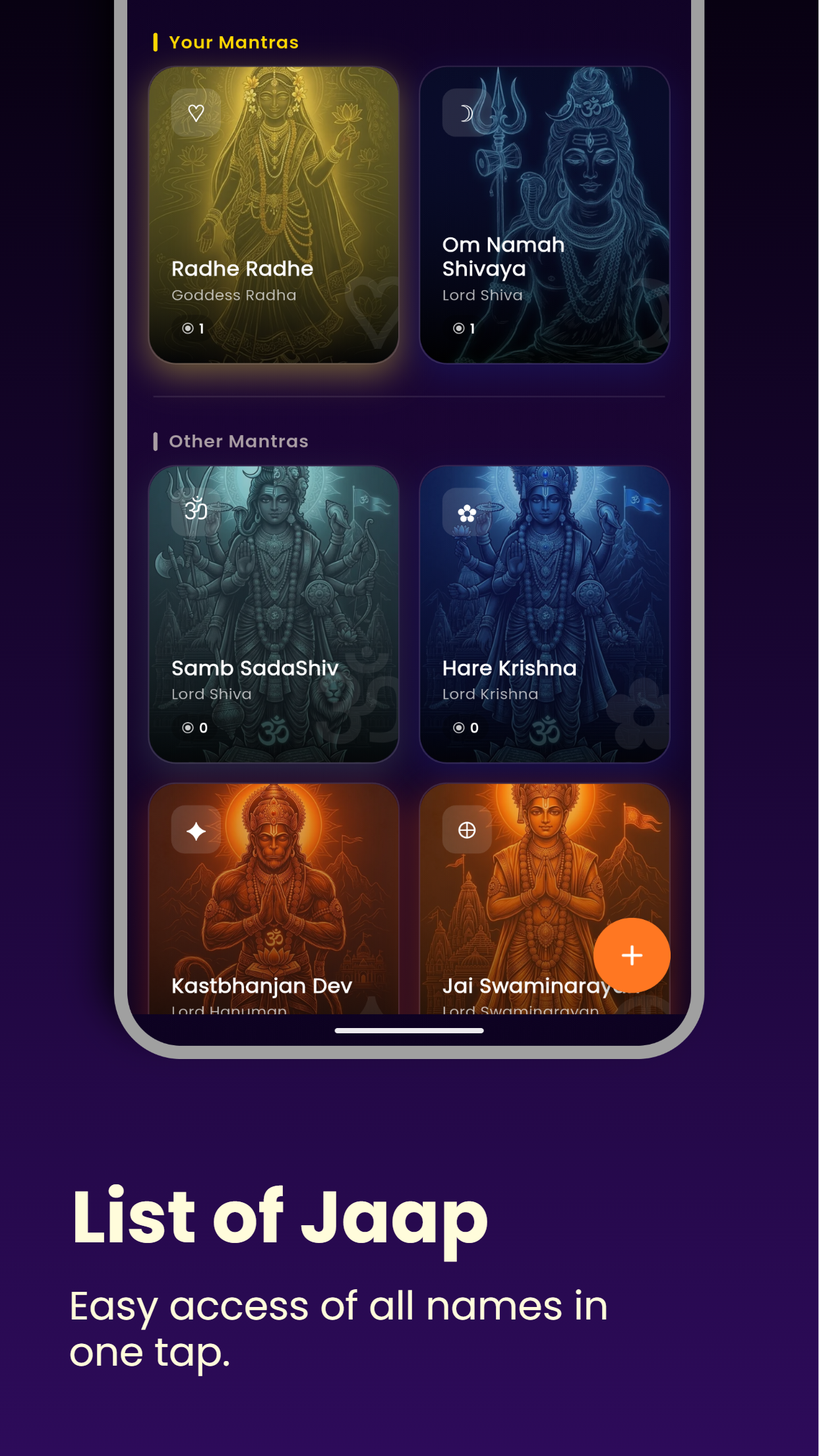 List of Jaap - all mantras in one tap